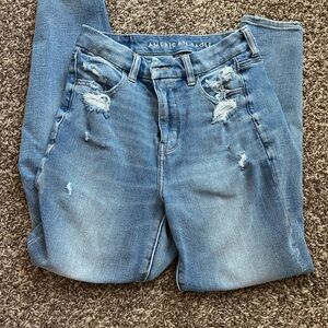 - American Eagle Outfitters Women's Blue Distressed Jeans High rise jegging